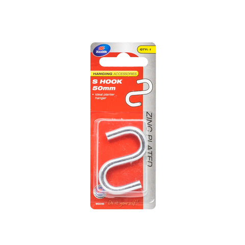 Zenith 50 x 6mm Zinc Plated Steel S Hook