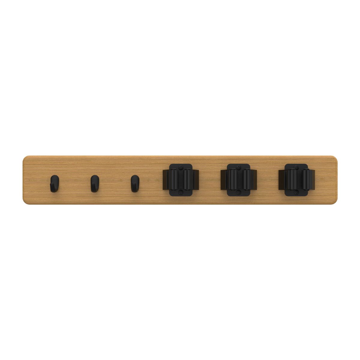 Mode Bamboo Hook Rack - 3 Hooks & 3 Grips - 450mm x 70mm - Black - SuperSaverAU - view 1