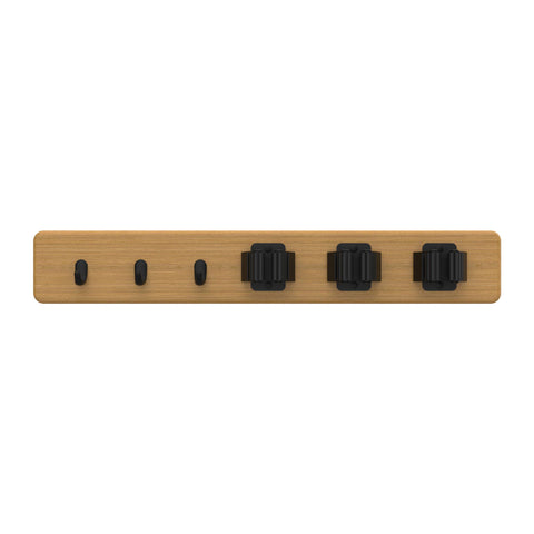 MODE 3 Hooks & 3 Grips On Bamboo Board Hook Rack 450mm Black