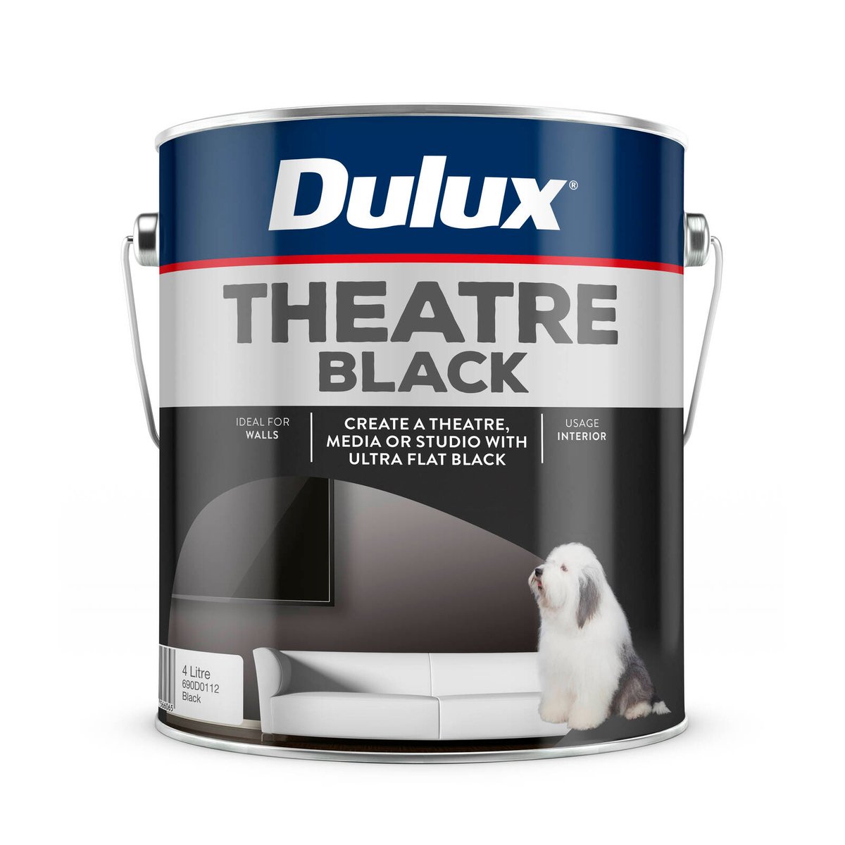 Dulux Design Theatre Paint 4L Black, Flat Water-Based Interior