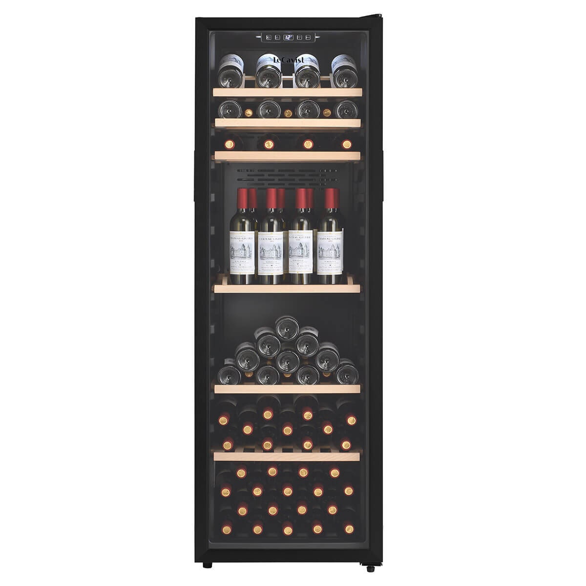 LeCavist 168 Bottle Single Zone Wine Cabinet 301L - Black Finish, Active Carbon Filter - LEK168PV