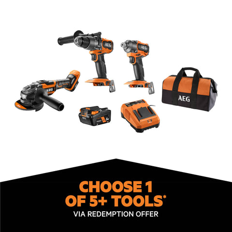AEG 18V Brushless 3-Piece 5.0Ah Cordless Force Kit A18X3B51B