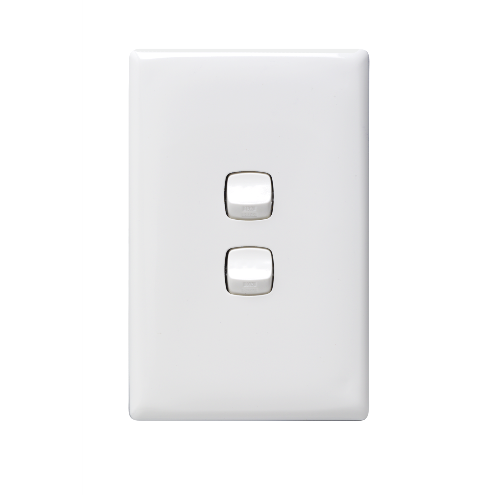 HPM Linea 2 Gang Wall Switch, Gloss White, 240V, Slim Plastic Indoor, CDLN770/2WEWE