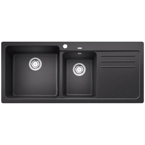 Blanco 1 and 3/4 bowl inset sink with right hand drainer - Silgranit anthracite finish - NAYA8SK5