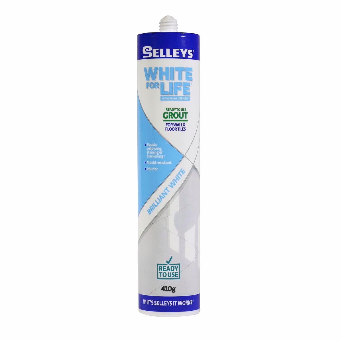 Selleys 410g White for Life Ready to Use Grout Cartridge - Brilliant White