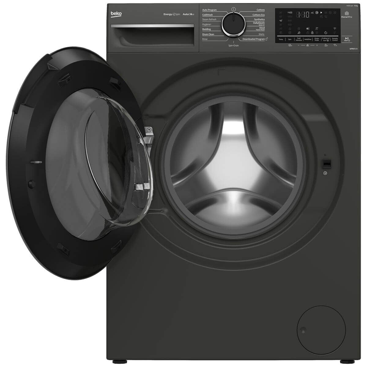Beko 12kg Front Load Washing Machine - Graphite, AutoDose, SteamCure, ColdWash, HomeWhiz - BFLB123ADG