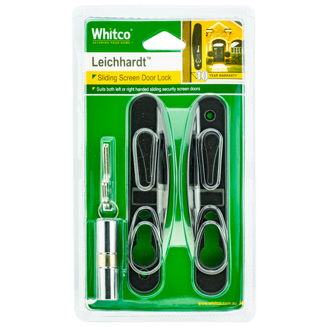 Whitco Leichhardt Sliding Security Screen Door Lock Black - Zinc Diecast