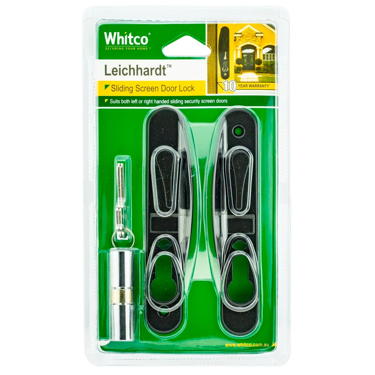 Whitco Leichhardt Sliding Security Screen Door Lock Black - Zinc Diecast
