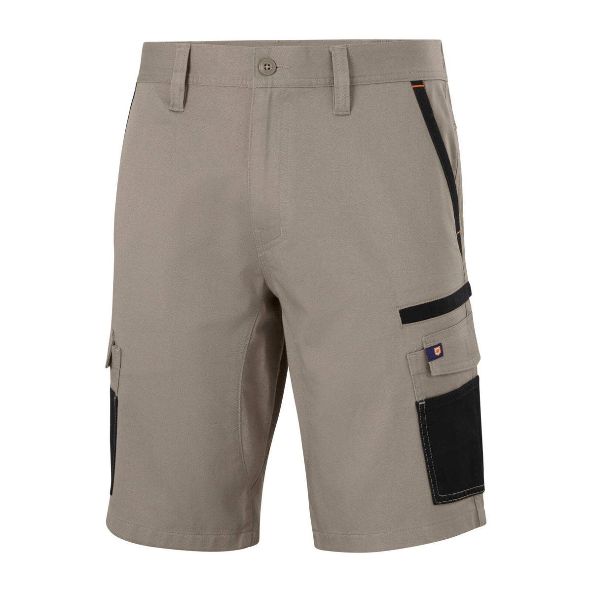 Citeco Men's Khaki Cotton Stretch Cargo Mid Shorts - 245gsm Twill, Size 97R