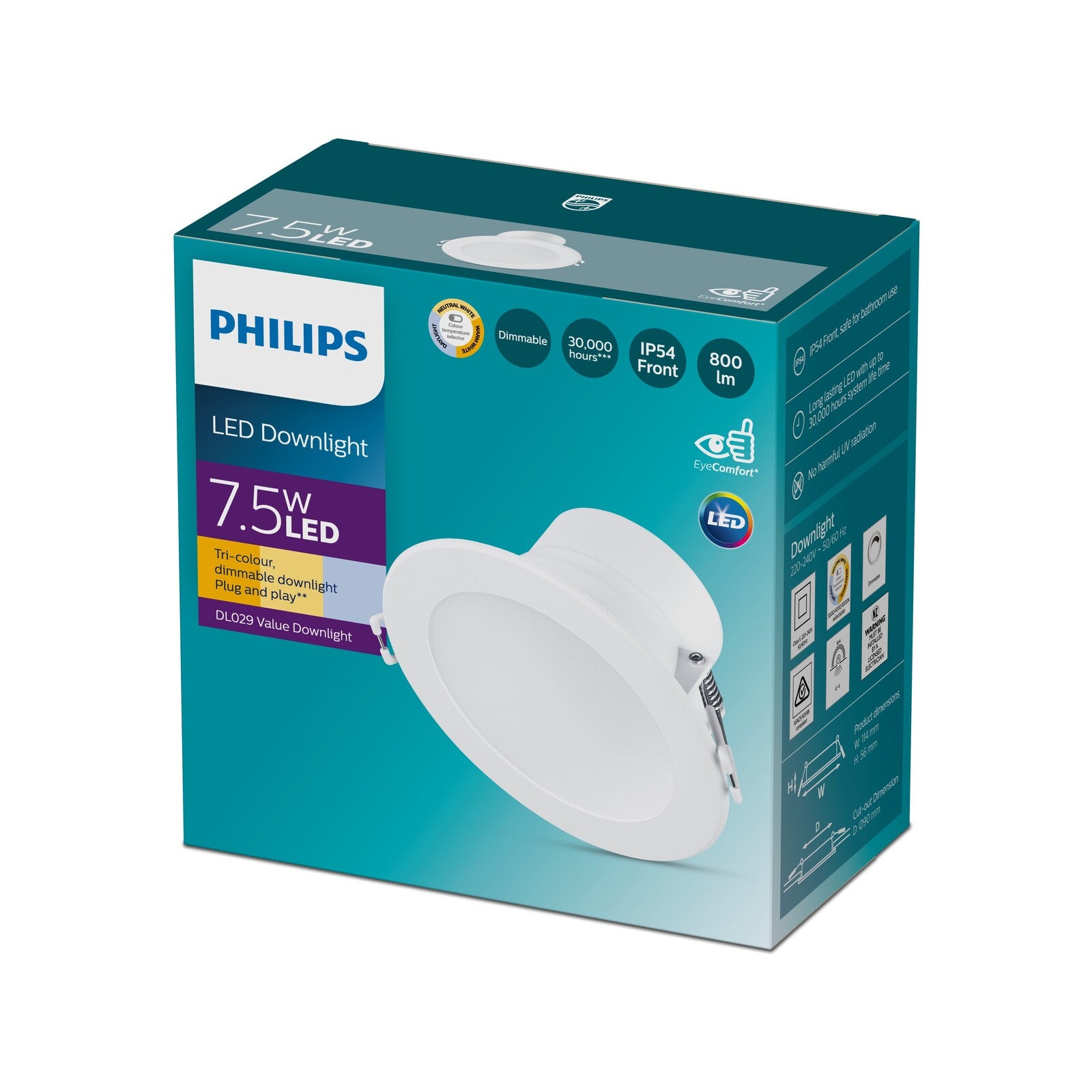 Philips CCT LED 800lm 7.5W Indoor Downlight 929004080519