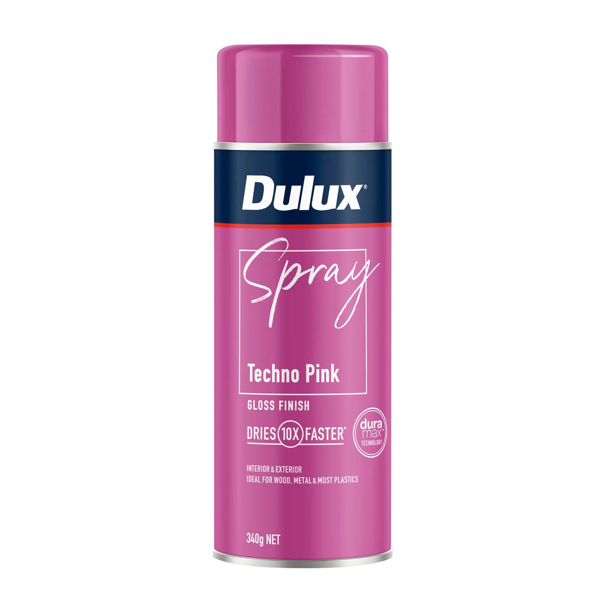 Dulux Spray Paint 340g Gloss Techno Pink - Fast Drying - Self-Priming - SuperSaverAU - view 1