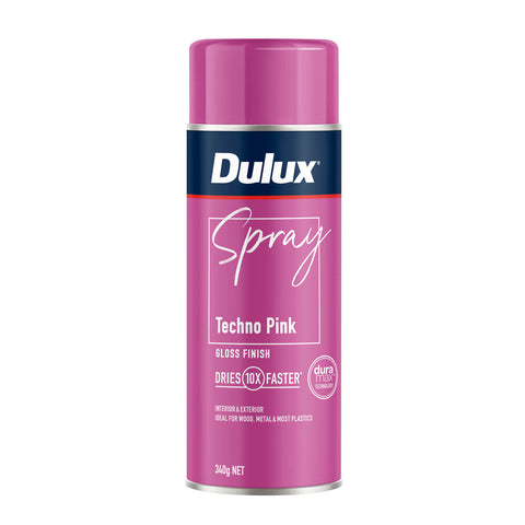 Dulux 340g Techno Pink Gloss Spray Paint, Indoor, 2.2m2/L Coverage