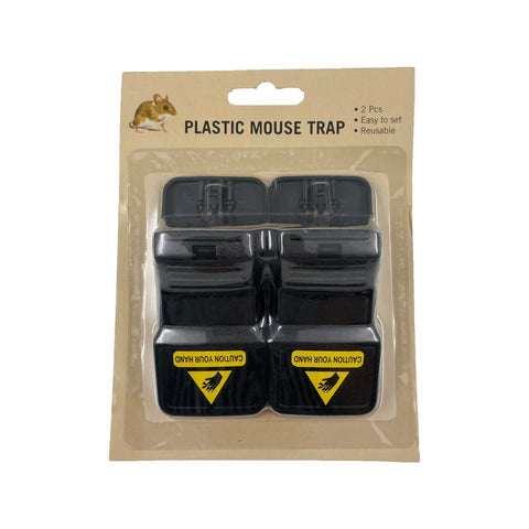 Plastic Mouse Trap 2 Pack - Reusable Indoor Outdoor Control - 48mm x 100mm - Black - SuperSaverAU - view 1