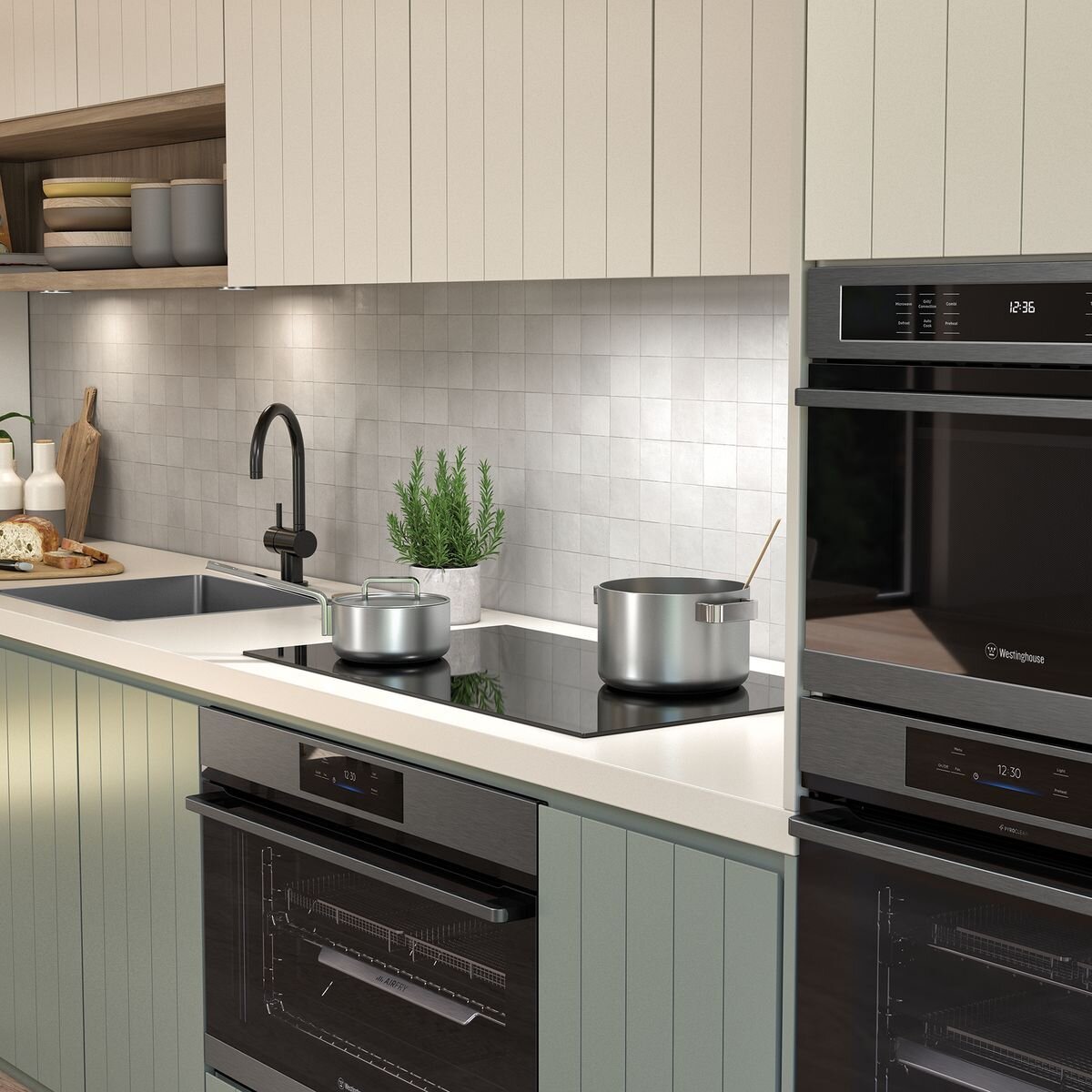 Westinghouse 90cm Five Zone Induction Cooktop with Hob2Hood - Bridge Zone, MaxiZone, BoilProtect - WHI955BD
