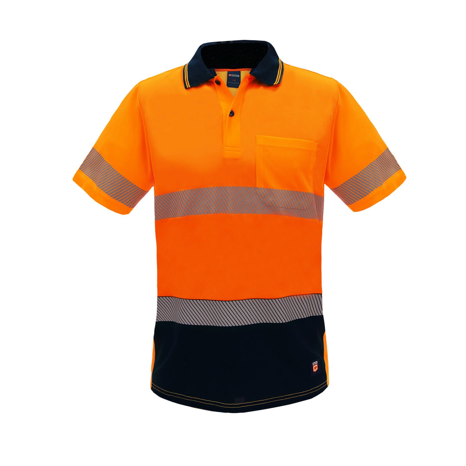 Citeco Women's Orange Hi Vis Short Sleeve Polo - Reflective Polyester, Size 10