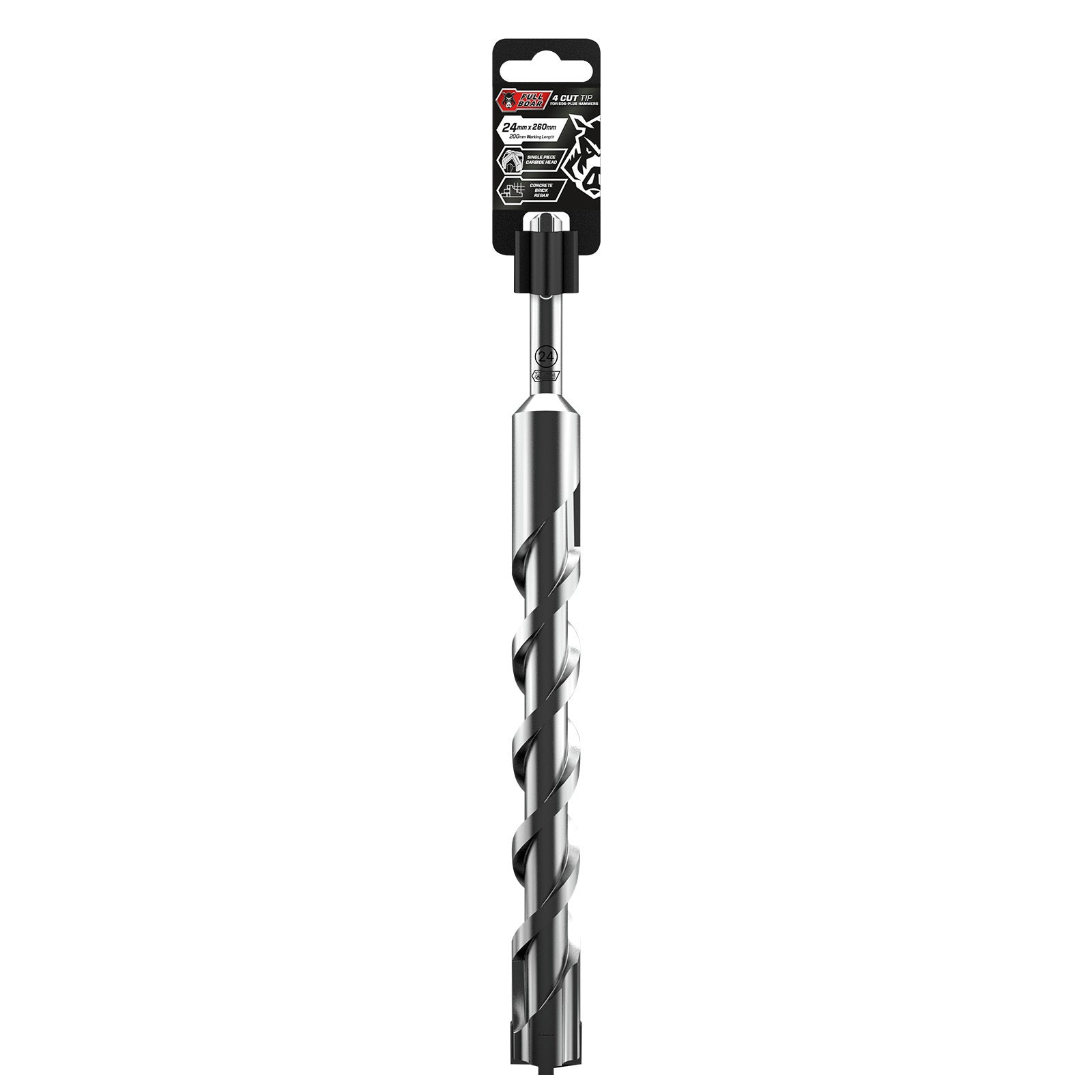 Full Boar 24 x 260mm 4 Cut SDS-Plus Masonry Drill Bit