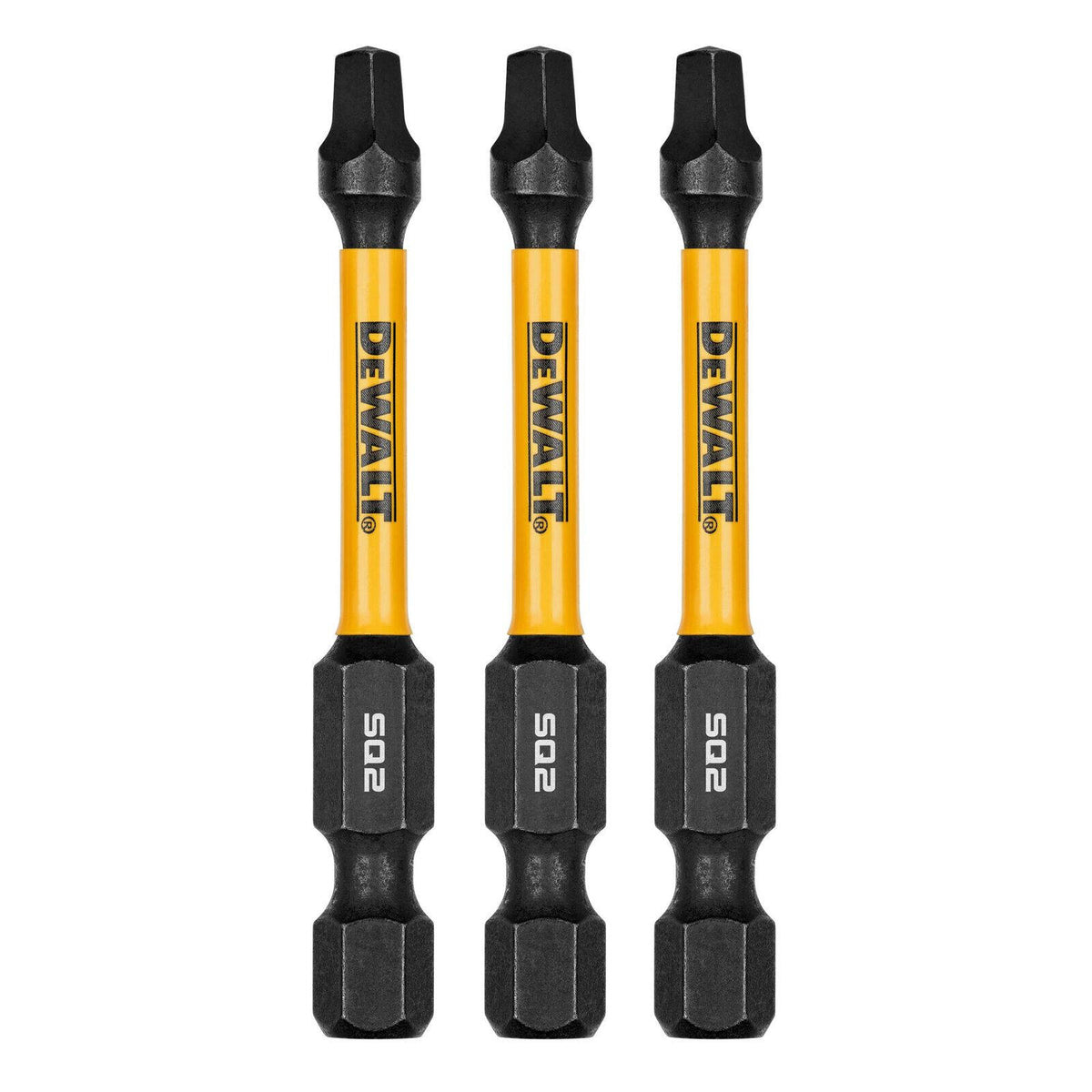 DeWALT FLEXTORQ 57mm SQ2 Square Drive Impact Screwdriver Bits 3 Pack