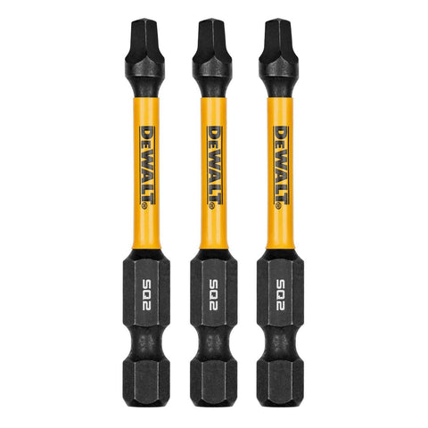 DeWALT FLEXTORQ 57mm SQ2 Square Drive Impact Screwdriver Bits 3 Pack