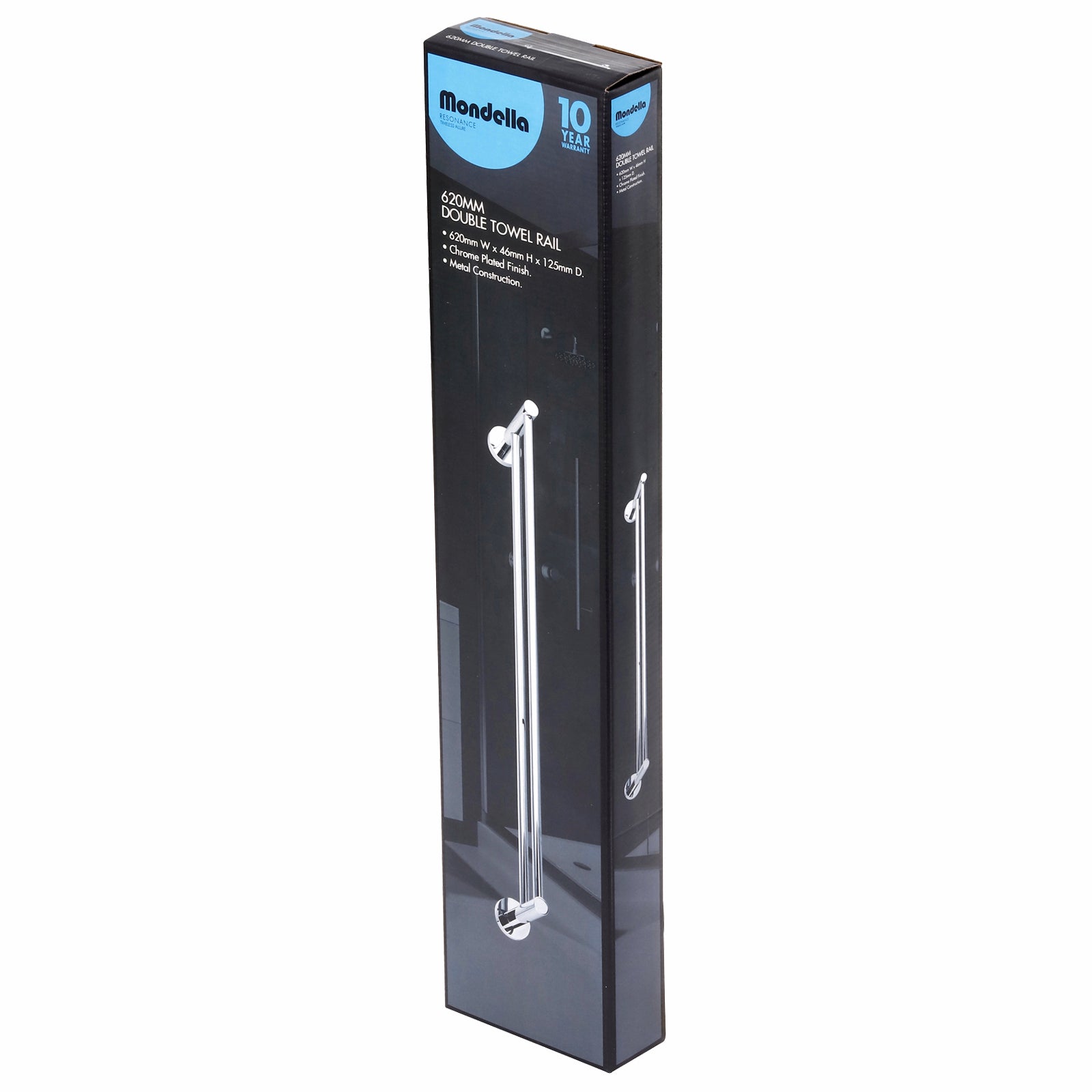 Mondella Resonance 620mm Chrome Double Towel Bar - Metal, Hardware Included
