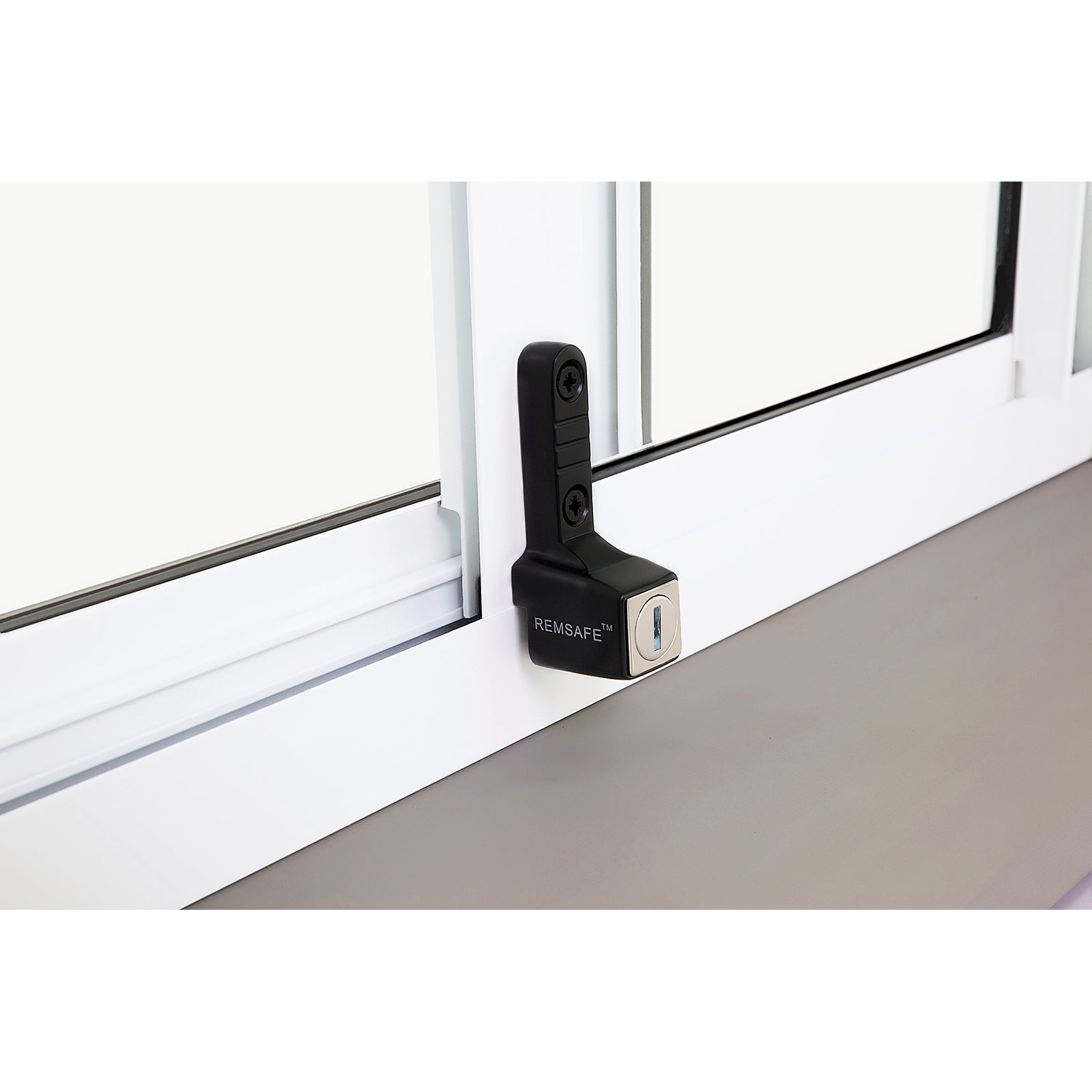 Remsafe Black Lylock Push Lock Window Restrictor Powdercoat Steel Keyed