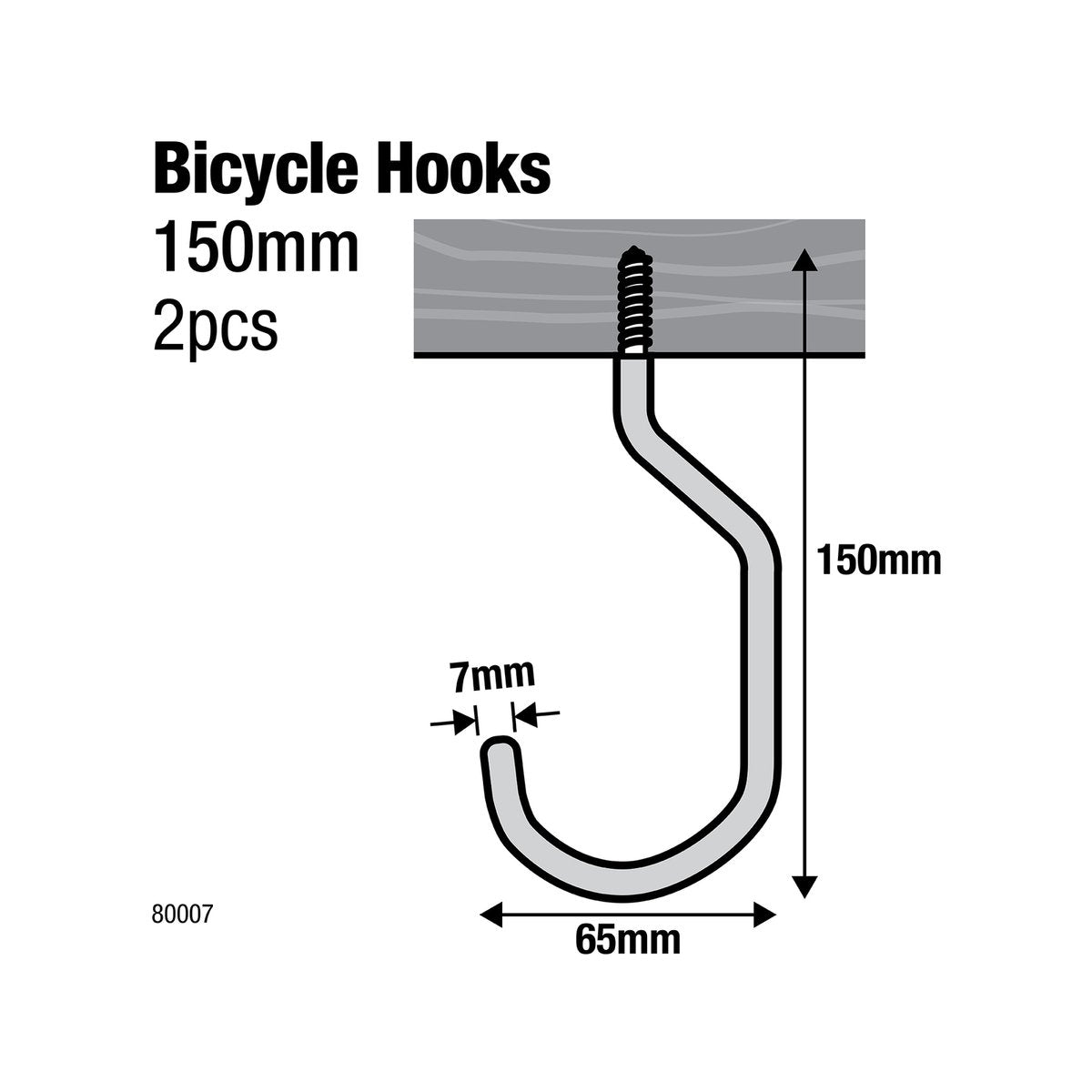 Everhang 152 x 65mm Steel PVC Coated Bicycle Storage Hooks 2 Pack
