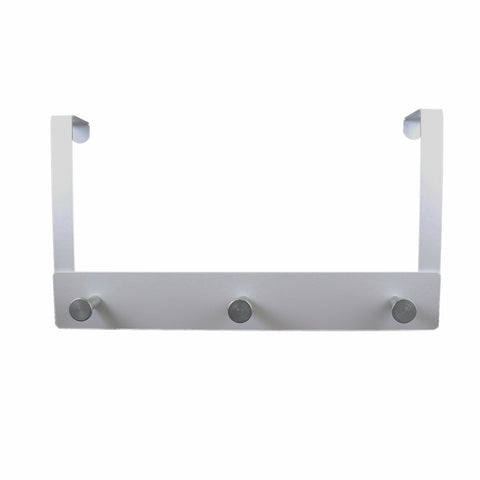 Adoored 3 Stud White Steel Over-The-Door Deco Hook Rack