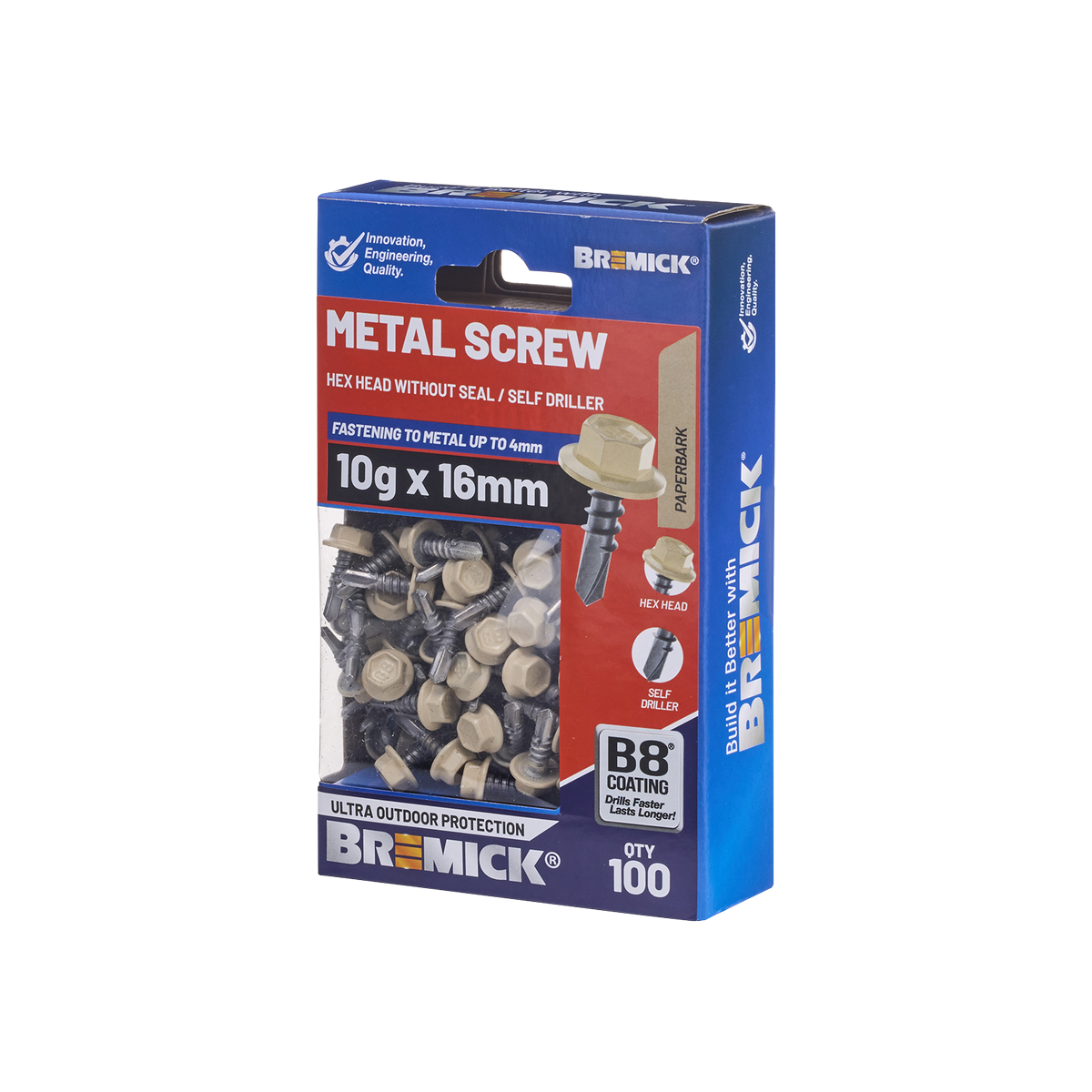 Bremick PA Metal Hex Screw - 10g x 16mm - B8 Coating - 100 Pack - Corrosion Resistant - SuperSaverAU - view 1