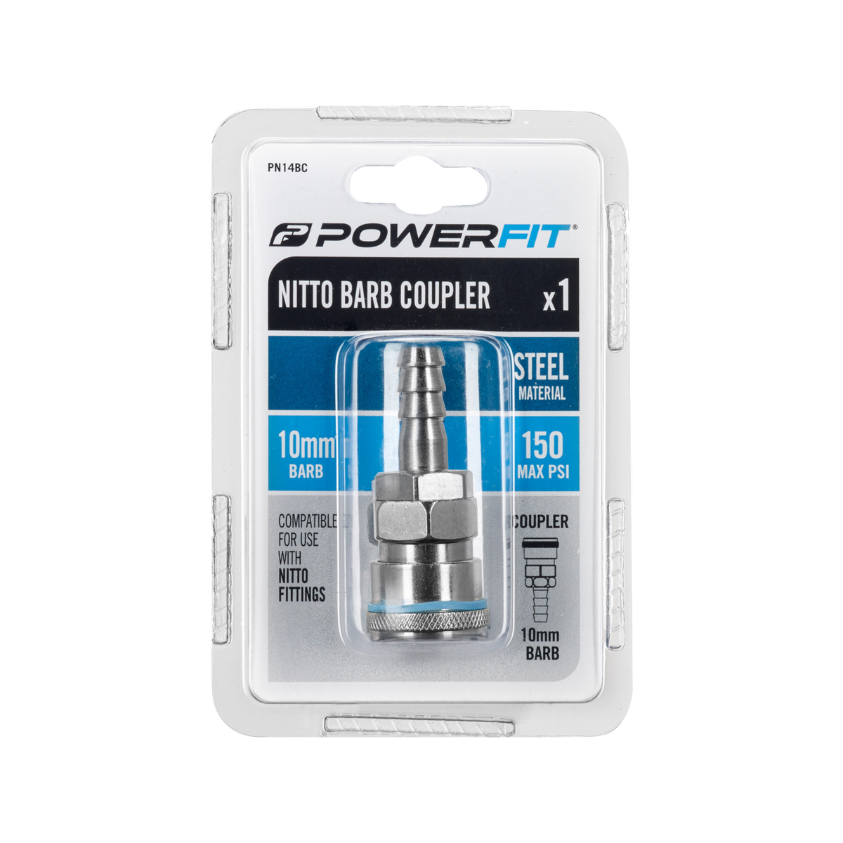 Powerfit Nitto Style 1/4" Barbed Coupler