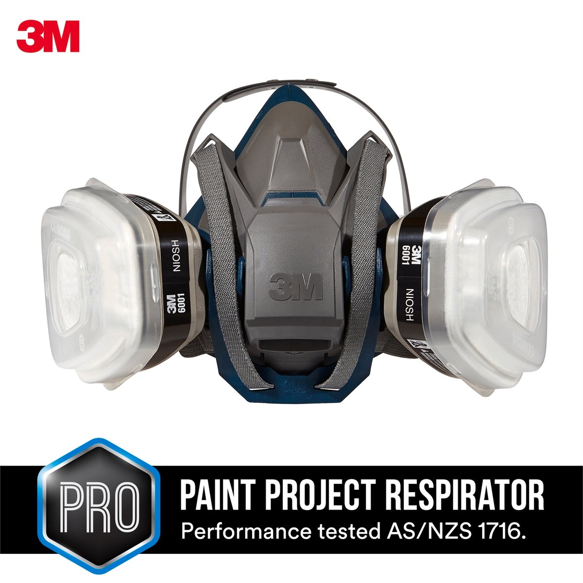 3M Painters Project Quick Latch Respirator - 1 Pair - 254mm x 244mm - Black - SuperSaverAU - view 3