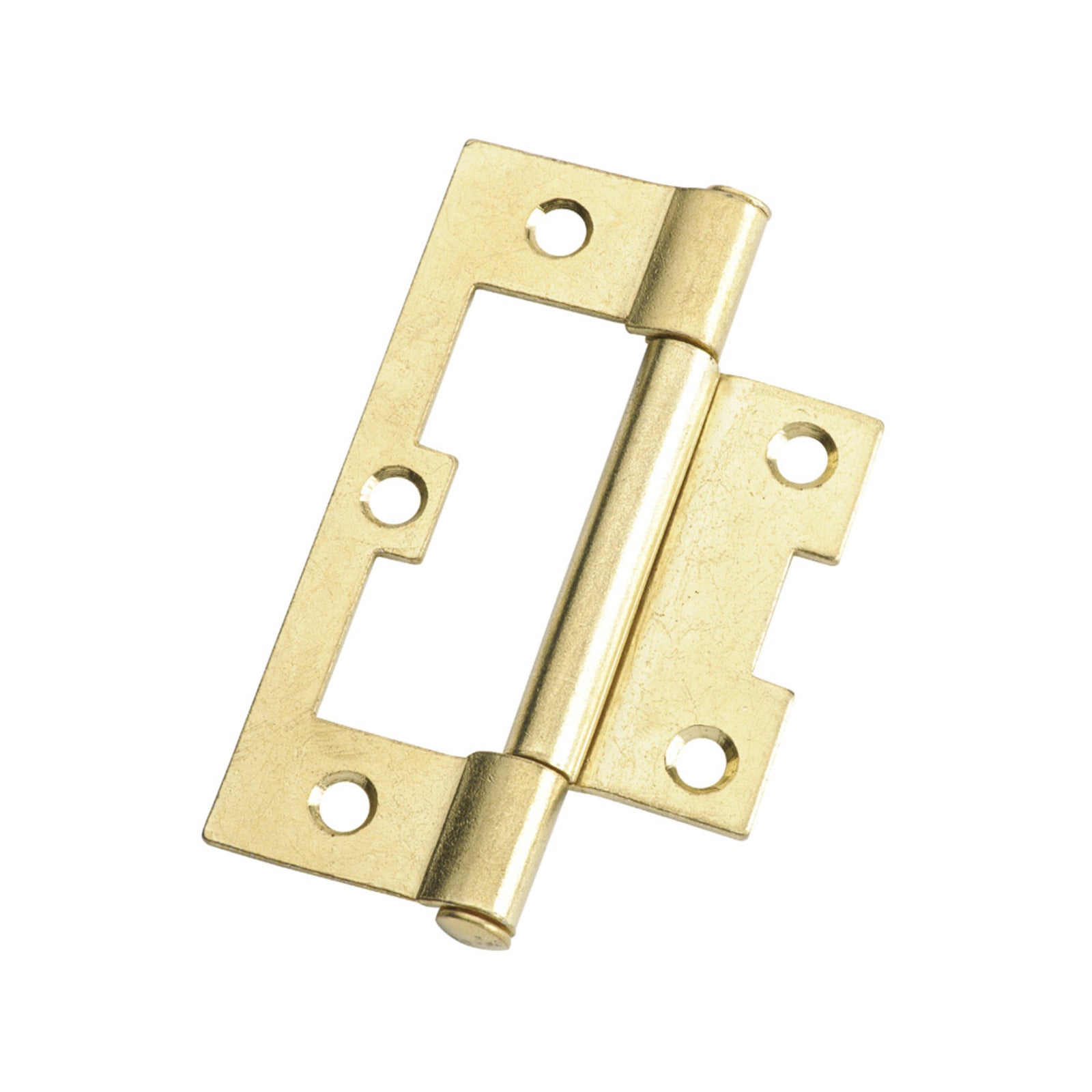 Lane 75 x 47 x 1.6mm Brass Plated Fixed Pin Easy Fit Non-Mortise Hinge, 2 Pack