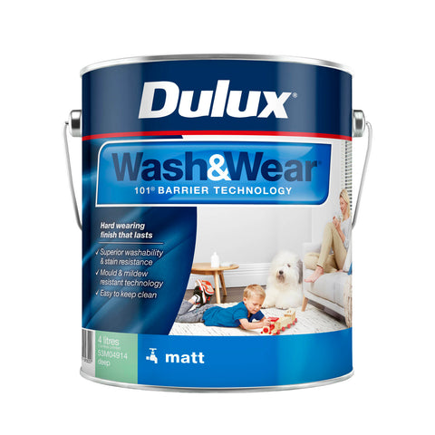 Dulux Wash&Wear Matt Interior Paint Deep Base 4L - Tintable, Indoor