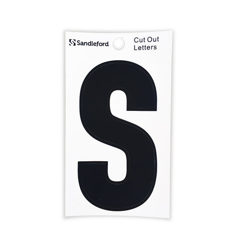 Sandleford 85mm Black Self Adhesive Cut Out House Letter S - Weather Resistant