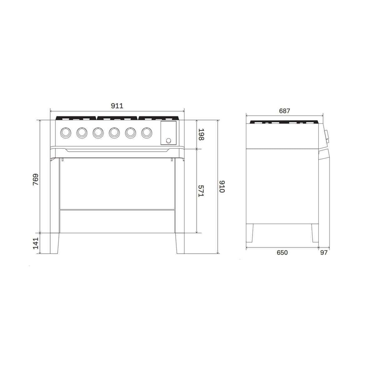 ILVE 90cm Panoramagic Induction Freestanding Oven - 97L, Touch Display, Stainless Steel - PMI09S3SS