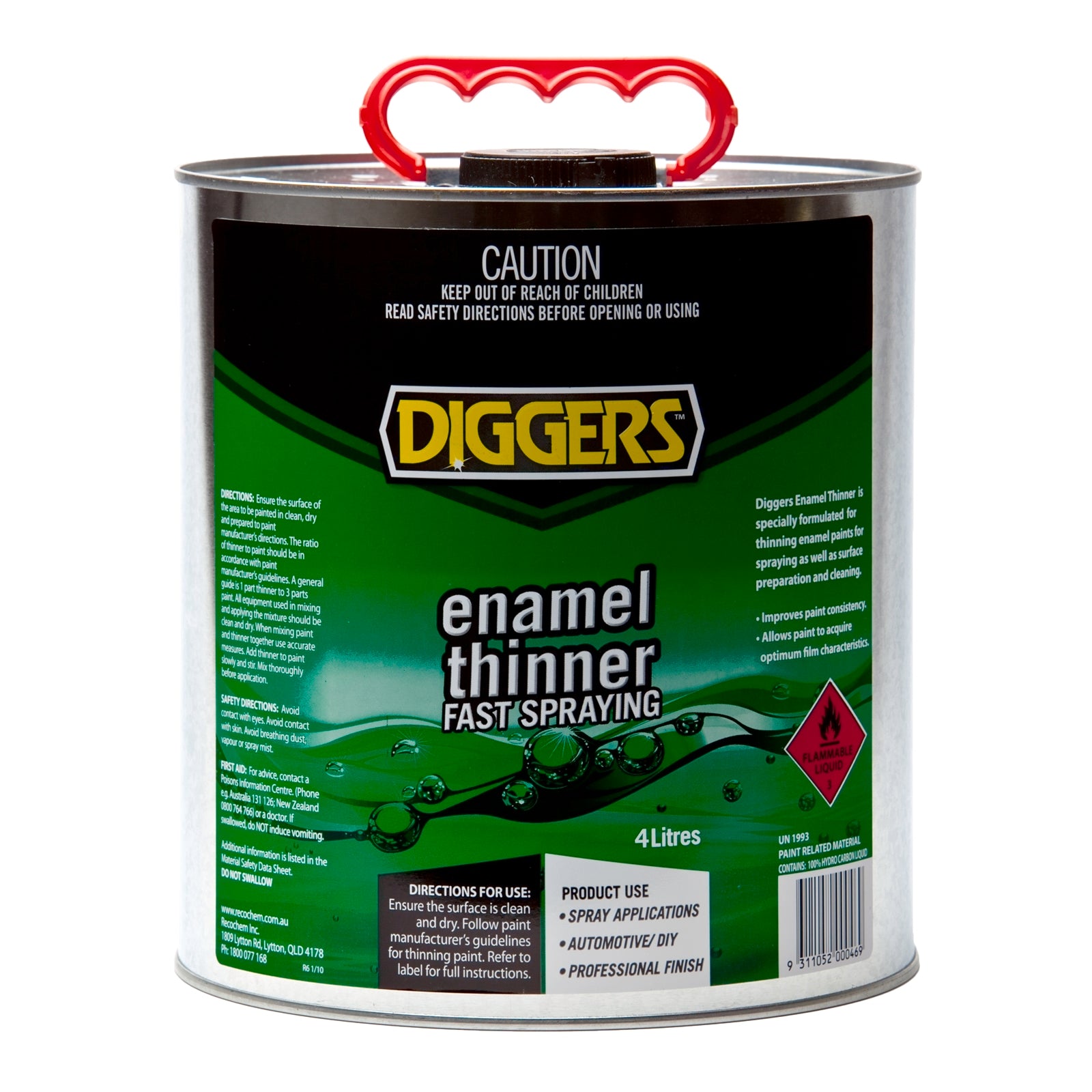 Diggers Enamel Thinner 4L Clear Low VOC for Industrial & Automotive Enamels