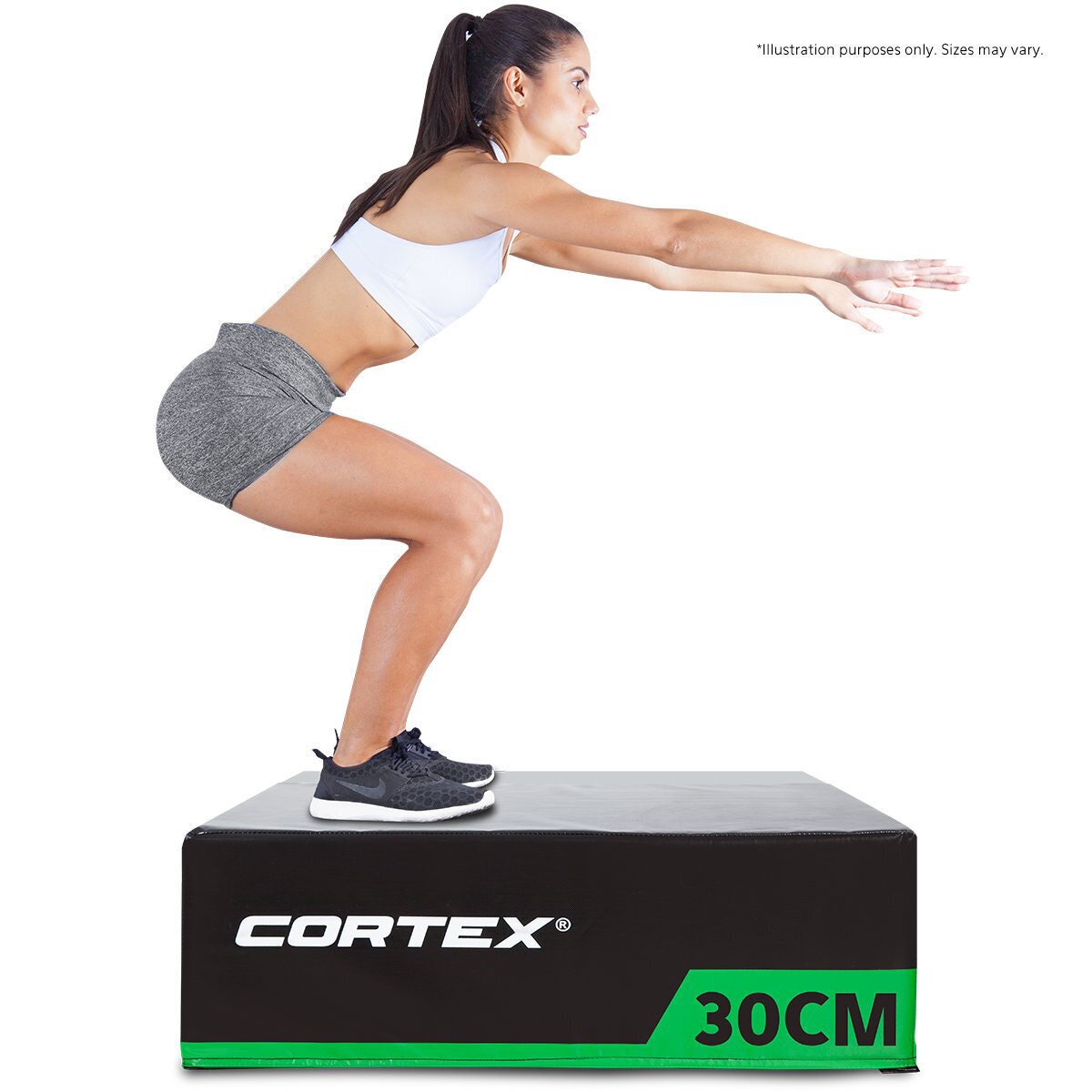 Cortex 30cm Soft Plyo Box - EVA Foam, Durable PVC Layer, Velcro Secured, Black - PLYOBOXSOFT30