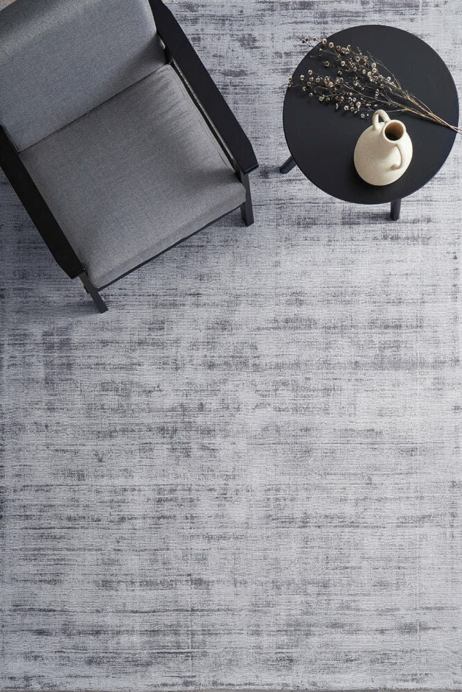 Rug Culture Bliss Medium Rug 225x155cm - Grey Viscose, Hand Loomed, 8mm Pile - BLSGREY225X155