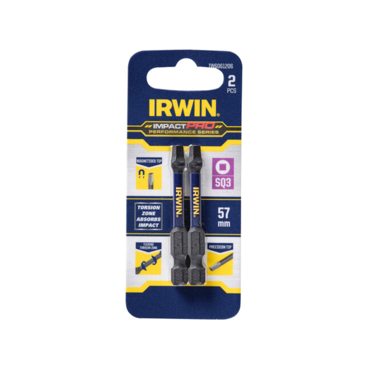 Irwin Impact Bits - 57mm SQ3 - Magnetised - High Strength - 2 Pack - SuperSaverAU - view 1
