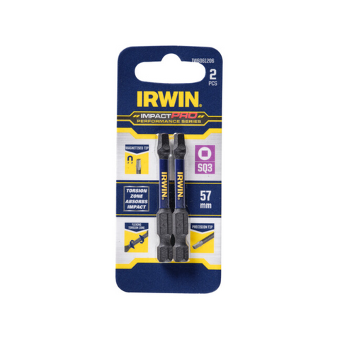 Irwin Impact Pro Performance 57mm SQ3 Screwdriver Bit 2 Pack