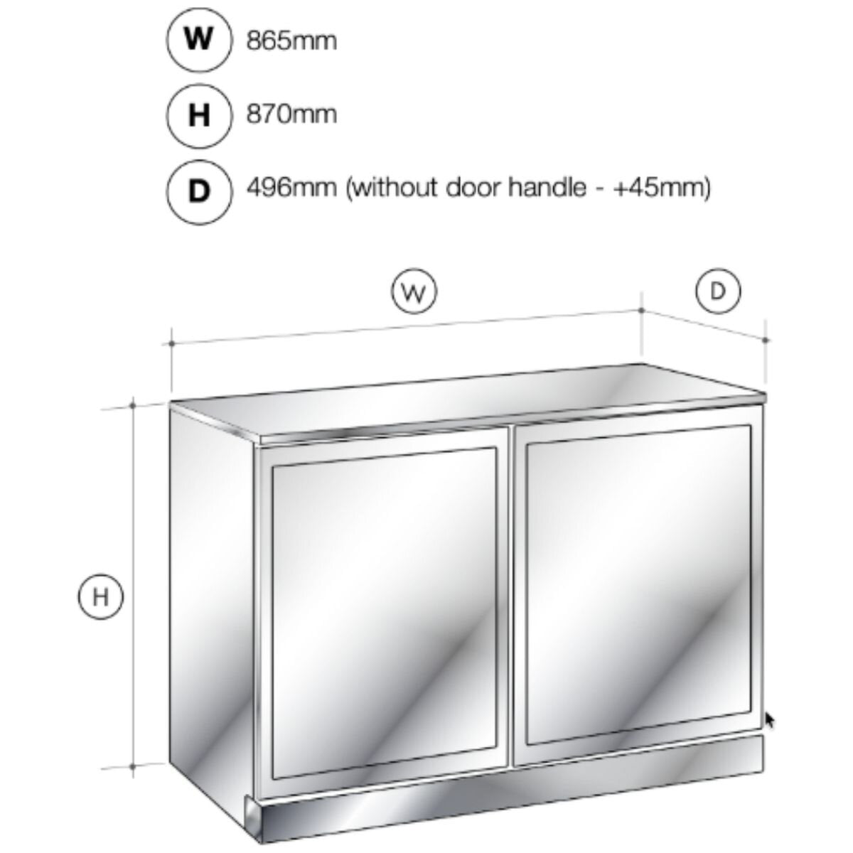 Artusi 190L outdoor beverage centre - black, two heated triple glazed doors, self-closing - AOF2BM5