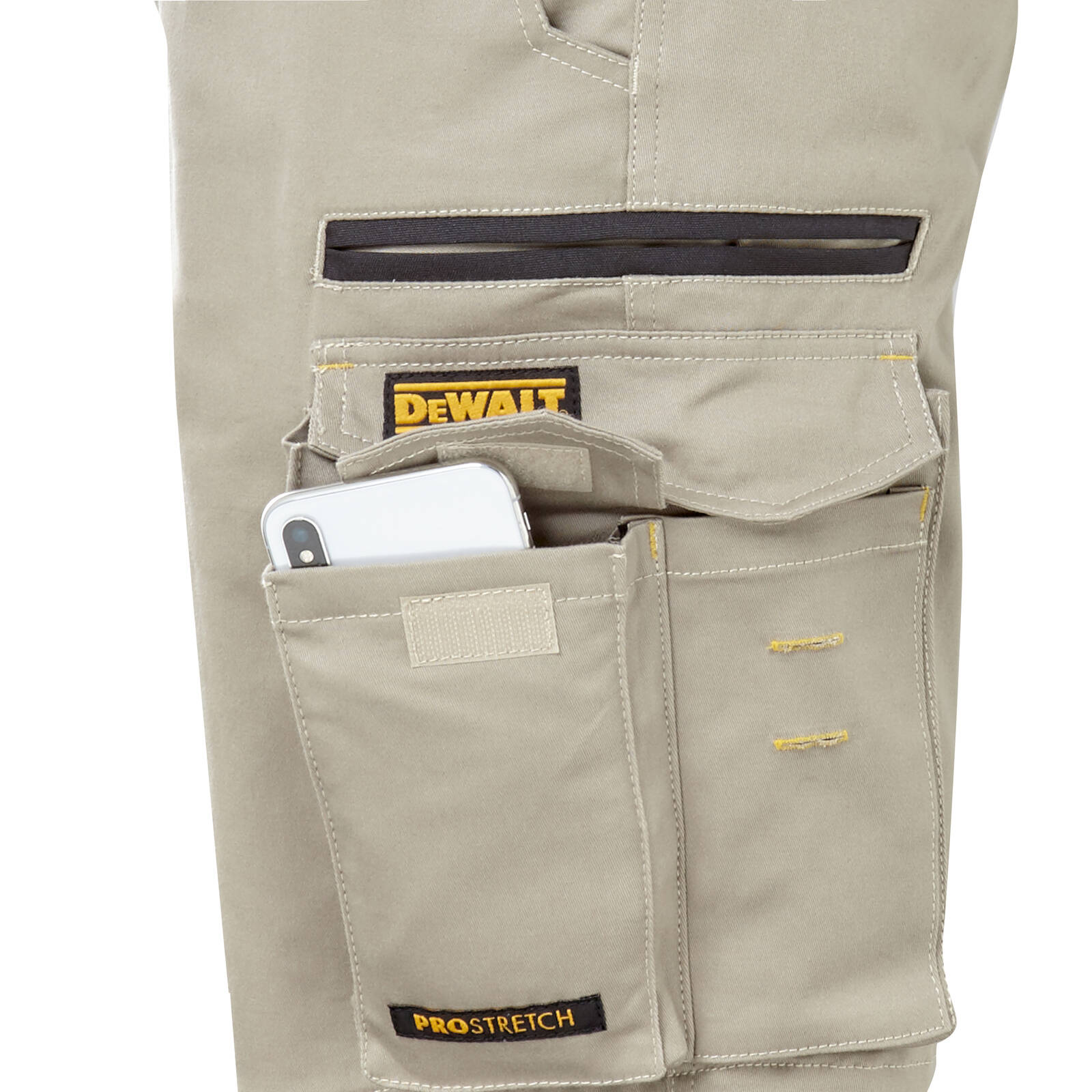 DEWALT Men's Khaki Goldfield PROStretch Work Trousers Cotton/Spandex - Size 40