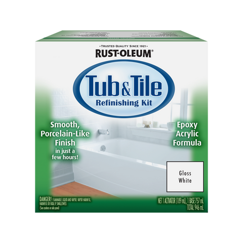 Rust Oleum 946ml Tub and Tile Refinishing Kit - White Gloss - Durable Finish - SuperSaverAU - view 1