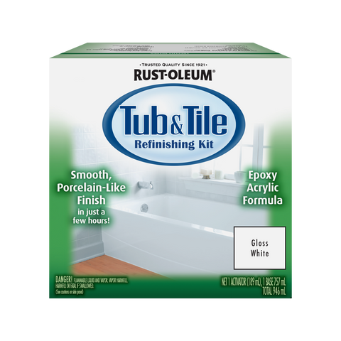 Rust-Oleum 946ml White Gloss Tub & Tile Refinishing Kit