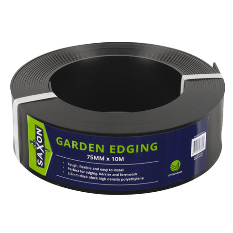Saxon 75mm x 10m Black HDPE Garden Edge