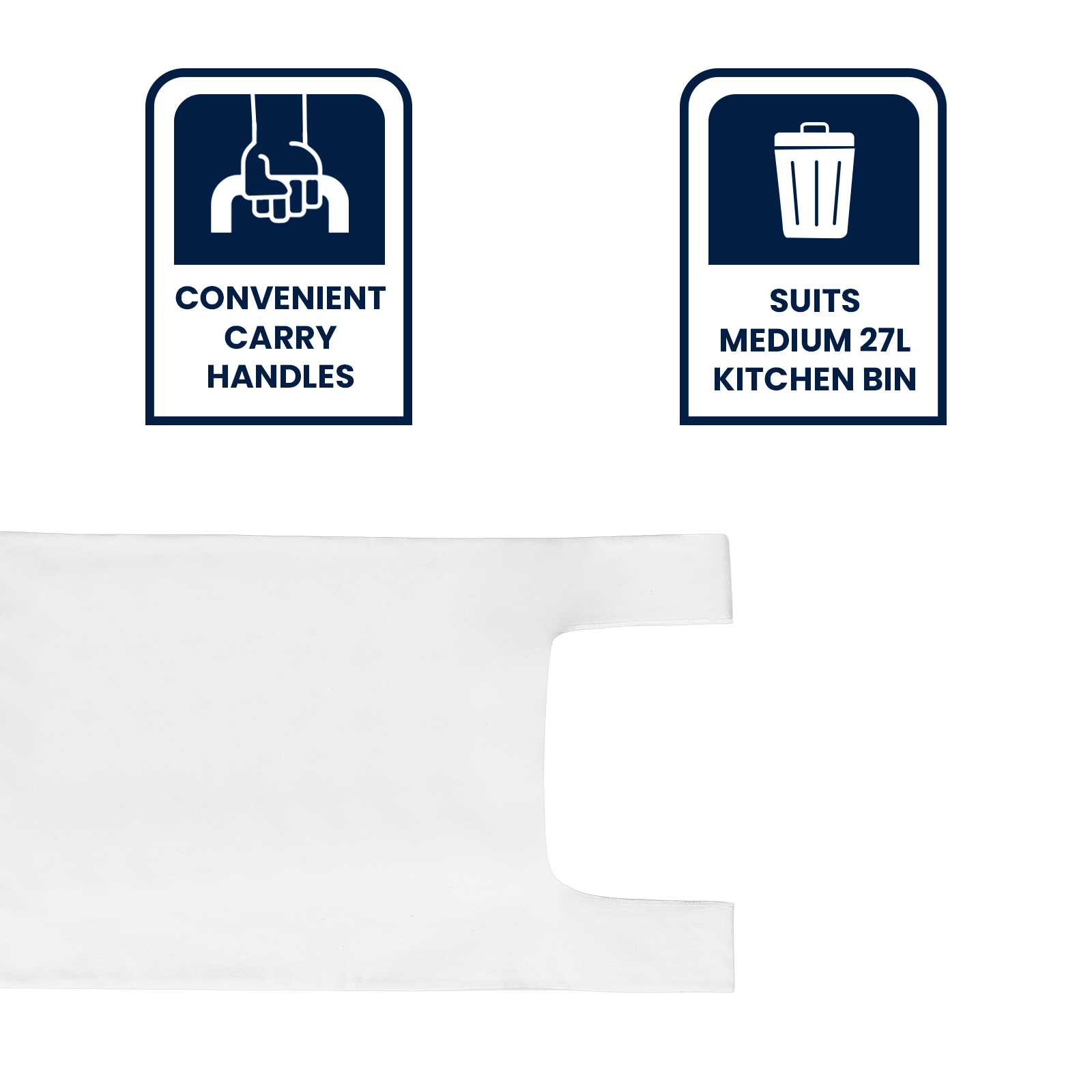 GRUNT 27L White Medium Kitchen Tidy Bags, 50 Pack, HDPE with Handles