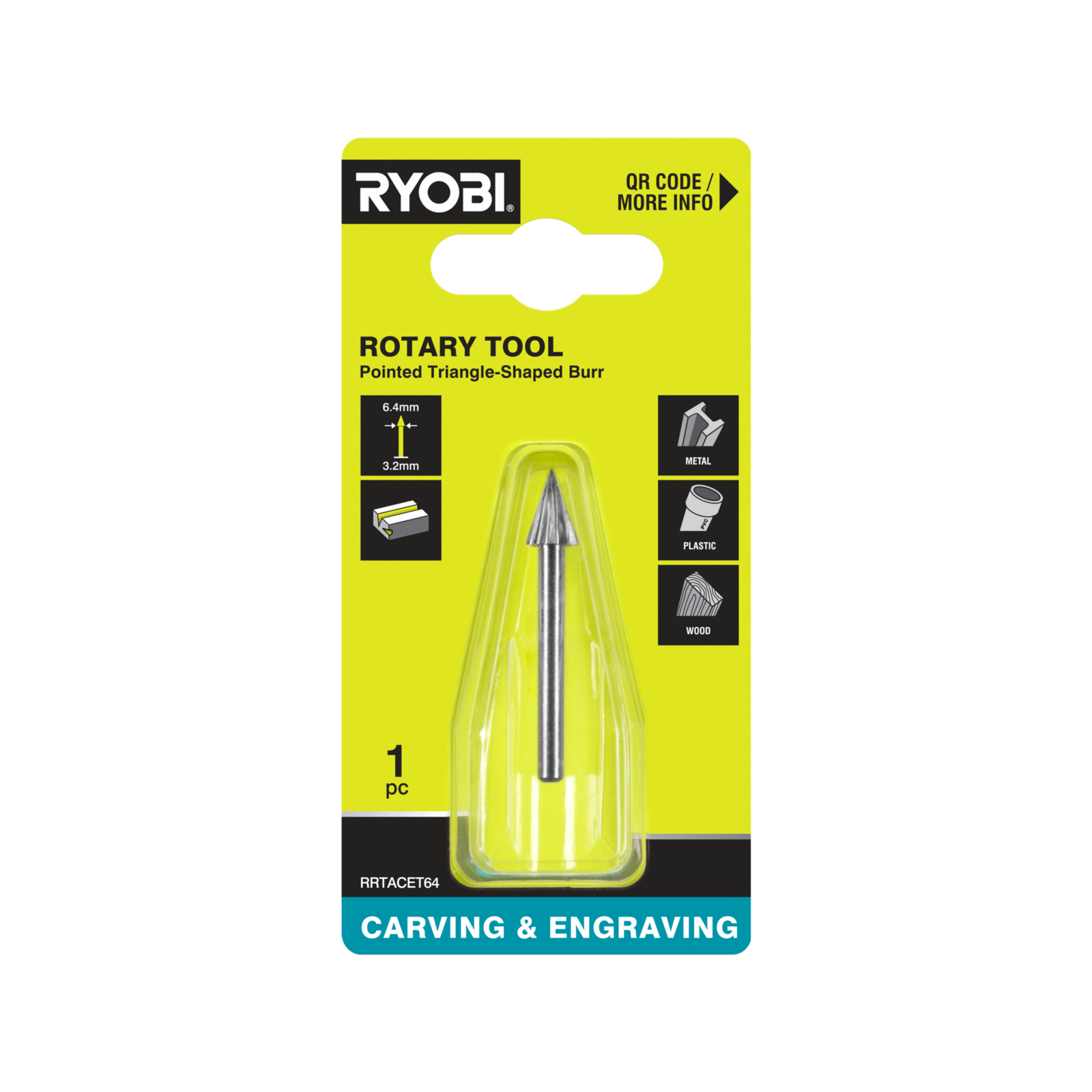 Ryobi 6.4mm Pointed Triangle-Shaped Engraving Burr