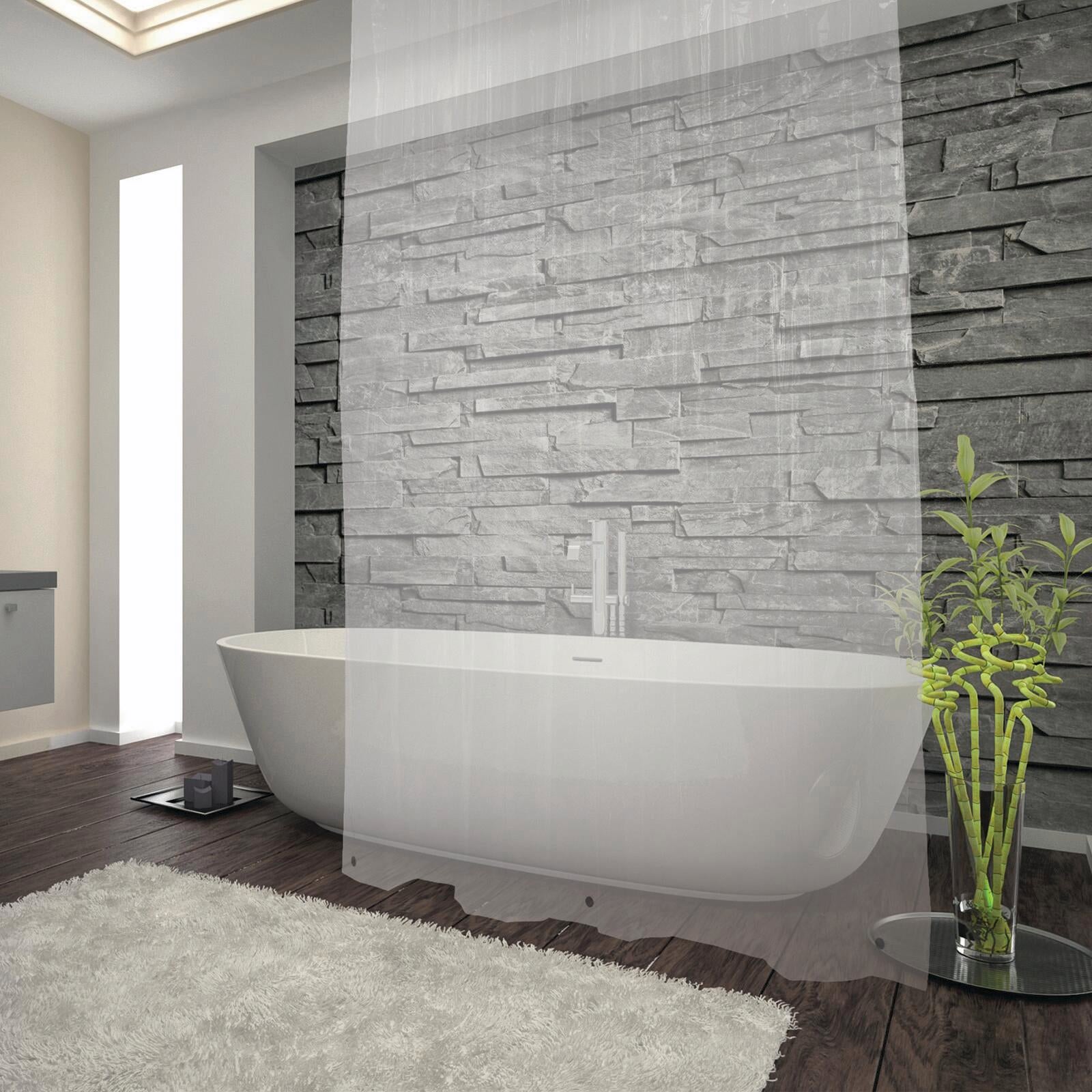 Barelli 180 x 180cm Crystal Clear PEVA Shower Curtain, Plain, 12 Rings