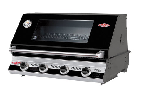 Beefeater Signature 3000E 4 Burner Built-In LPG BBQ - Black Vitreous Enamel, Convection Hood - BS19942
