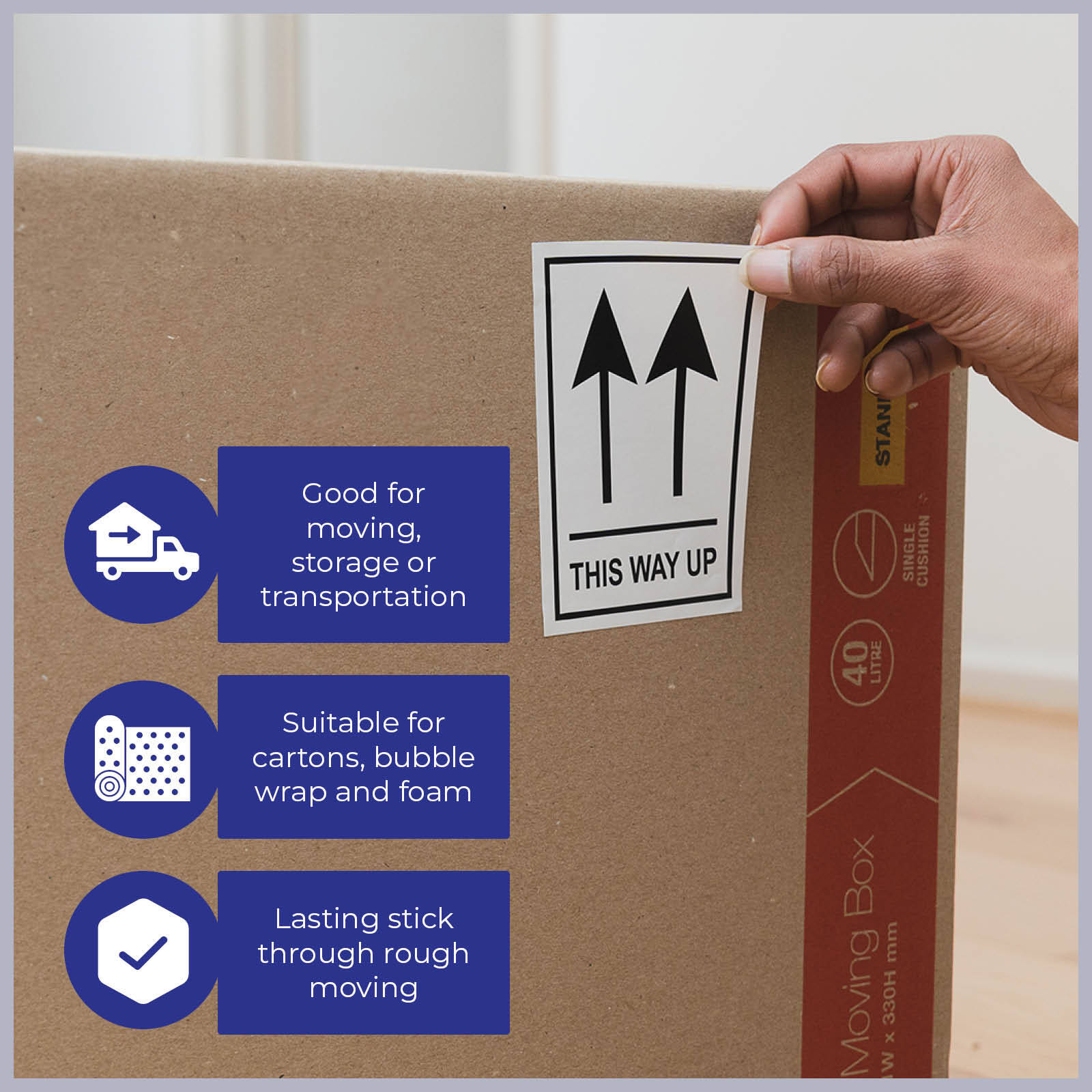 Packz This Way Up Labels 110 x 75mm, 60 Pack