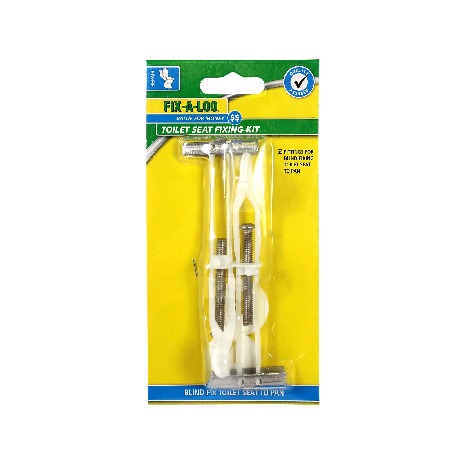 FIX-A-LOO 240 x 125mm White Plastic Toilet Seat Blind Fixing Kit