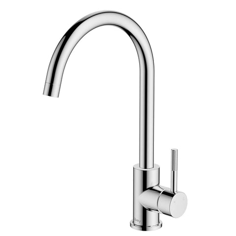 Abey Lucia lead-free gooseneck kitchen mixer tap - knurled handle, chrome - 3K4-K-LF